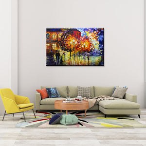 Colorful Abstract Acrylic Art Walking Outside the Church Canvas Art