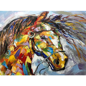 Multi-color Running Horse Palette Knife Hand Painted Animal Artwork