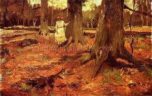 Art Deco Paintings Vincent Van Gogh A Girl in White in the Woods