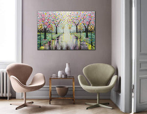 Abstract Art for Sales Cherry Blossom Tree on Street Unframed