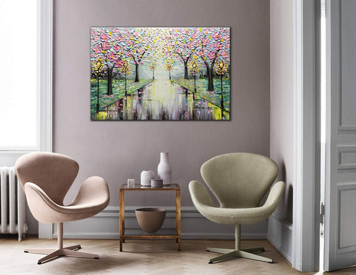Abstract Art for Sales Cherry Blossom Tree on Street Unframed
