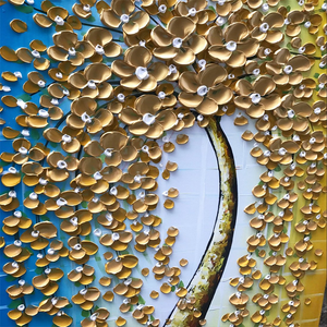Modern Painting Ideas Vertical Gold Down Fall Flower Tree Canvas Art