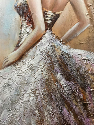 Buy Art Online Handcrafted Vertical Canvas Painting Elegant Girl on the Back