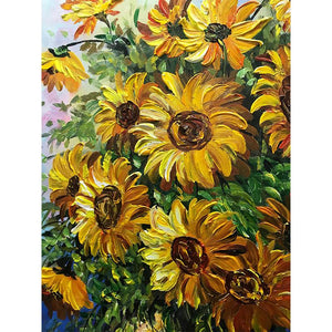Yellow Sunflower Bouquet in the Vase Hand Painted Canvas Art Wall Art