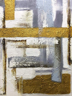 Contemporary Canvas Paintings Abstract Gold White Grey Thick Oil Wall Artwork