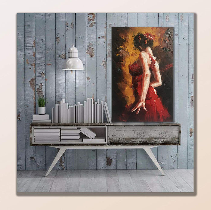 Flamenco Dance Canvas Art Handcrafted Abstract Oil Painting Wall Decor