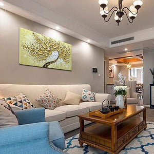 3D Gold Flower Oil Paintings for Living Room Bedroom Hallway