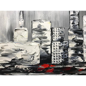 Gray Abstract Modern City Hand Painted Large Wall Art Decor