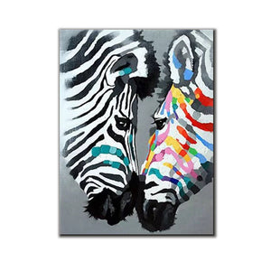 Modern Paintings for Living Room Zebras Kiss Perfect Gift For Lovers