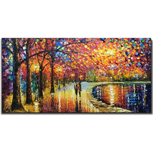Oil Painting Wall Decor Partner Walk for Lake Hand Painted Canvas Art