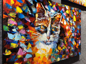 Oil Paintings Online Handmade Colorful Little Cat Canvas Art Artwork Decor Living Room