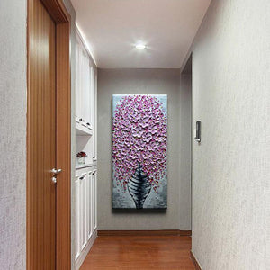 Pink Vertical Flower and Vase Wall Art Decor Hallway