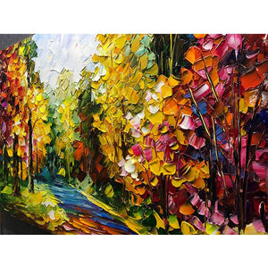 Abstract Maple Forest Palette Knife Wall Art Decor for Living Room