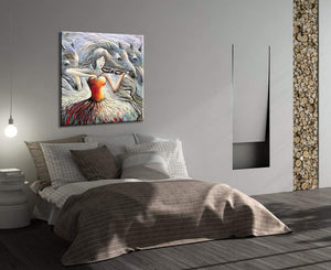 Violin Girl Oil Paintings Red Gray Modern Abstract Horse Artwork