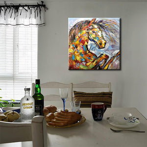 Multi-color Running Horse Palette Knife Hand Painted Animal Artwork