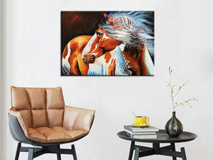 Horse Animal Paintings Orange and White Body Canvas Art Decor Home