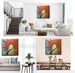 Large Square Red 3D Palette Knife Painting Wall Art for Living Room