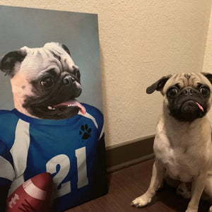 Football Player Custom Pet Canvas with Framed Ready to Hang