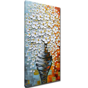 Asdam Art - 3D Oil Paintings On Canvas Elegant White Vase Abstract Artwork Wall Art (Free Shipping)