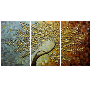 3 Piece Paintings Gold Flower Tree Canvas Paintings Perfect as Gifts