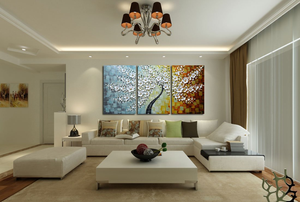 3 Piece Wall Decor White Flower Wealth Tree Paintings Decor Home Wall