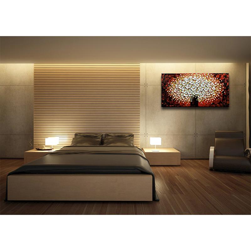 White Petals Dark Red Texture Flower Tree Bedroom Wall Pictures