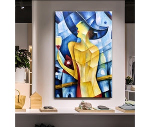Sexy Woman Wall Art 100% Hand Painted Vertical Abstract Oil Paintings on Canvas