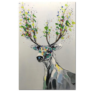 AsdamArt Handpainted oil paintings Deer Wall Decorations 3D Canvas painting