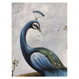 Elegant Peacock Canvas High Class Blue Stays on Tree Branch