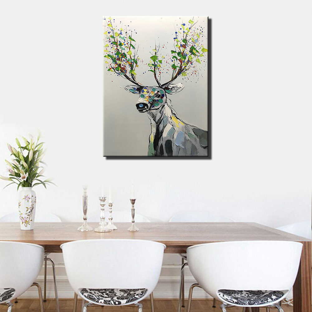 AsdamArt Handpainted oil paintings Deer Wall Decorations 3D Canvas painting
