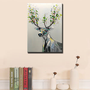 Abstract Deer Canvas Paintings Hand Painted Clean Background