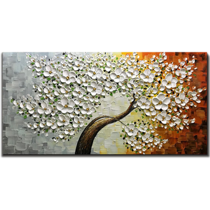 Abstract Flower Art White Thick Oil Petals Hand Painted Canvas Painting