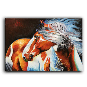 Horse Animal Paintings Orange and White Body Canvas Art Decor Home