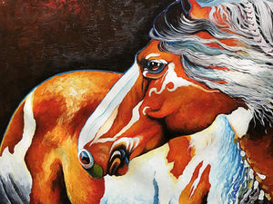 Horse Animal Paintings Orange and White Body Canvas Art Decor Home