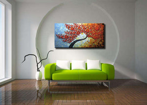 Handpainted Red Tree Wall Art Acrylic Canvas Oil Paintings