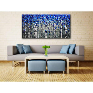 Blue and Grey Abstract Clear Texture Wall Art for Bedroom