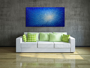 Canvas Art Blue to White Gradient Thick Oil Clearly Texture