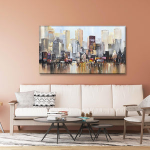 Buy Art Online Abstract Fuzzy Tall Buildings Reflected in the Water