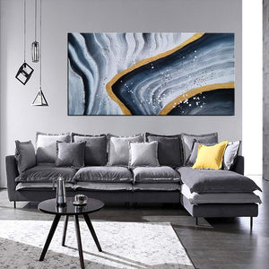 Wall Art Decor for Living Room Hand Painted Abstract Hierarchical Lines