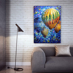 Large Canvas Art Colorful Lots of Hot Air Balloon in the Blue Sky