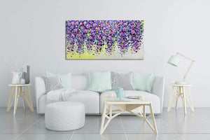 Oil on Canvas Abstract Purple Falling Flower Decor Home Update Style