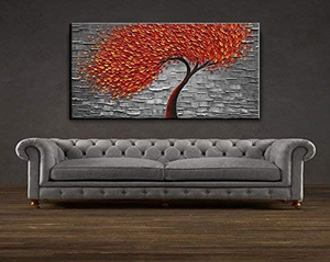 Canvas Wall Art for Living Room Red Petals Grey White Clearly Textured