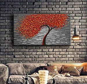 Canvas Wall Art for Living Room Red Petals Grey White Clearly Textured