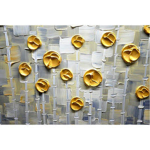 Abstract Gold Golden Dots Silver Bamboo Canvas Wall Murals