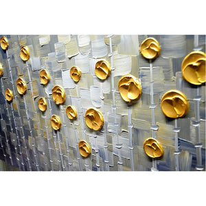 Abstract Gold Golden Dots Silver Bamboo Canvas Wall Murals