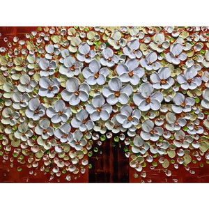 20*40inch Save $9 ($59.99 on Amazon) White Oval Flower Tree Oil Paintings Framed Ready to Hang (Only for US)