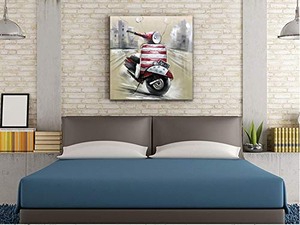 40x40 Canvas Art Motorcycle in City Handmade Painting Artwork Decor Bedroom