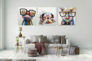 Living Room Art Decor Frog with Glasses Canvas Painting 100% Handmade