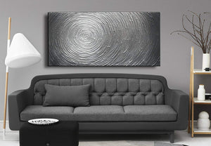 Large Modern Painting 32*64 inch Big Multi-Silver Circle Wall Art Decor Wall