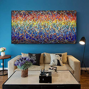 Extra Large Artwork Canvas Painting Colorful Messy Clew for Living Room